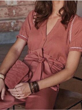 Sezane Mauve Rose Short Sleeve Top size 36